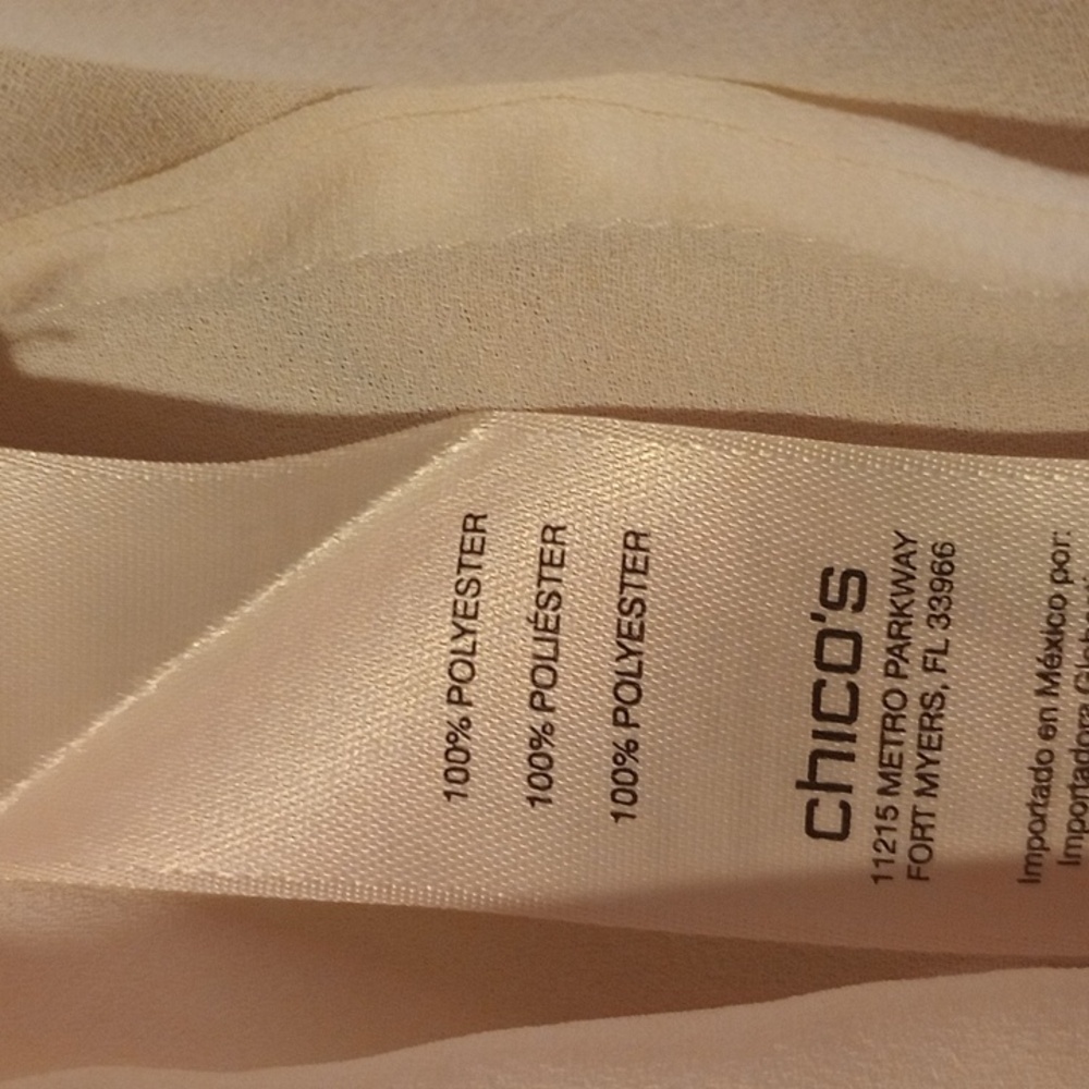 Chico's ButtonUp Blouse, Jeweled Butterflies Collar, 1/2 Sleeve, Ivory, S - Picture 7 of 14